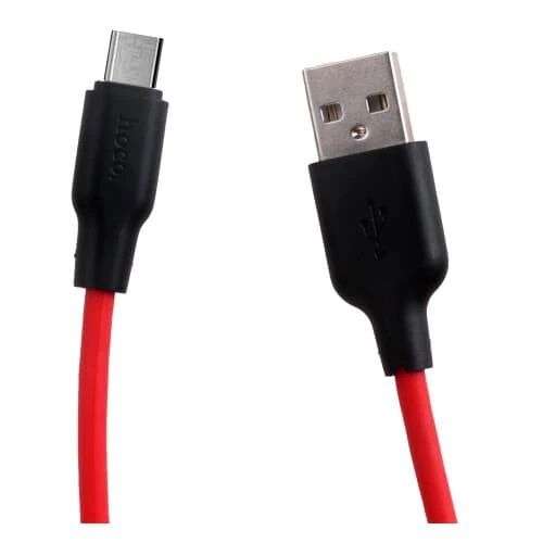 USB кабель HOCO X21 Silicone Type-C, 3А, 1м, силикон (красный/черный) - 5