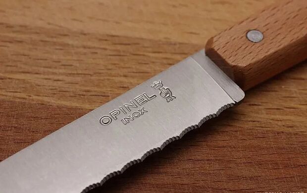 Нож столовый серрейторный Opinel 113, деревянная рукоять, нержавеющая сталь, блистер, 001918 - 4