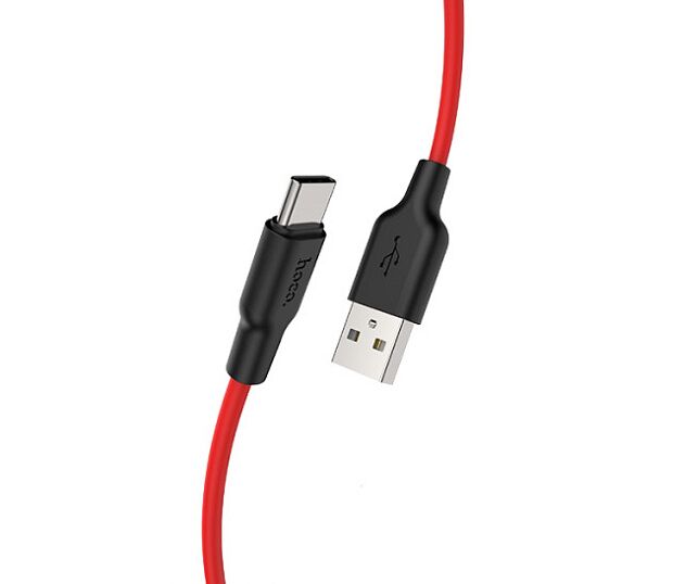 USB кабель HOCO X21 Plus Silicone Type-C, 3А, 1м, силикон (красный/черный) - 2