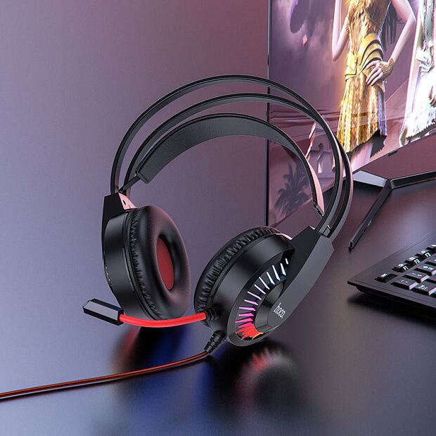 Компьютерная гарнитура Hoco W105 Joyful Gaming Headphones (Red) - 2