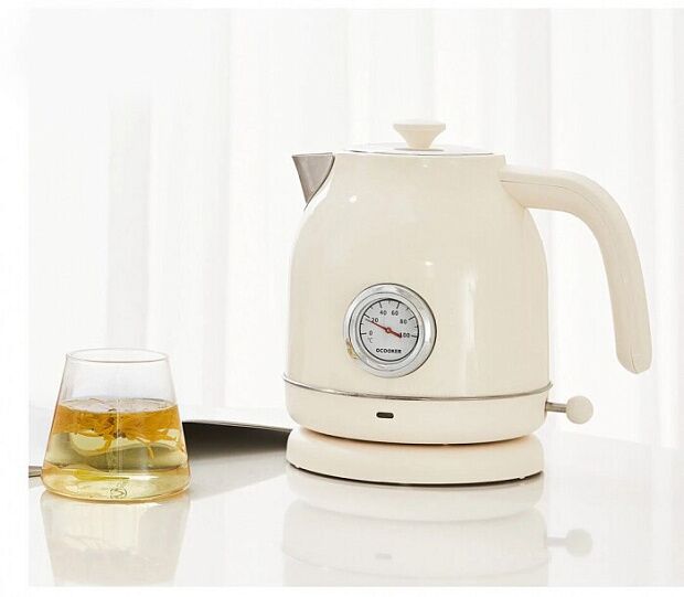 Чайник с датчиком температуры Qcooker Retro Electric Kettle 1.7L (White/Белый) EU - 5