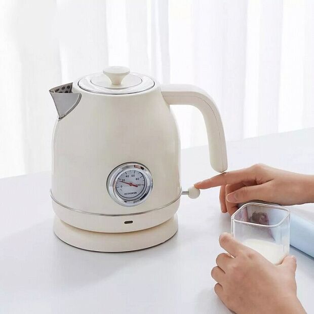 Чайник с датчиком температуры Qcooker Retro Electric Kettle 1.7L (White/Белый) EU - 6
