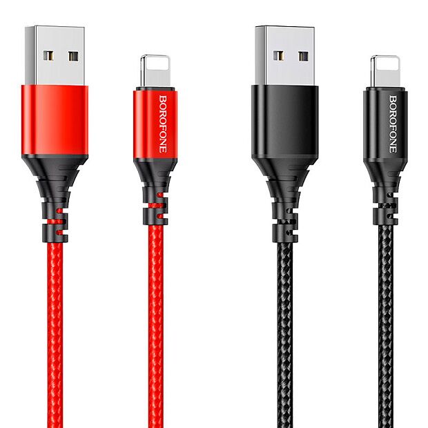 USB кабель BOROFONE BX54 Ultra Bright Lightning 8-pin, 1м, 2.4A, нейлон (черный) - 7