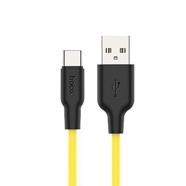 USB кабель HOCO X21 Plus Silicone Type-C, 3А, 1м, силикон (желтый/черный) - 1