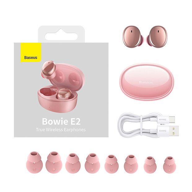 Беспроводные наушники BASEUS Bowie E2, Bluetooth, 40 мАч, розовый - 5