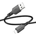 USB кабель BOROFONE BX70 Lightning 8-pin, 2.4A, 1м, PVC (черный) - фото