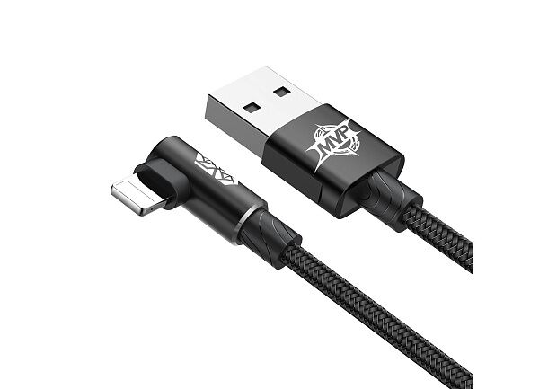 Кабель USB BASEUS MVP Elbow Type, USB - Lightning, 2А, 1 м, черный, угловой - 5