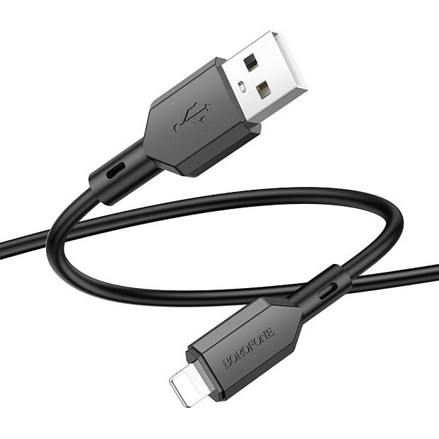 USB кабель BOROFONE BX70 Lightning 8-pin, 2.4A, 1м, PVC (черный) - 1
