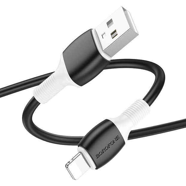 USB кабель BOROFONE BX84 Rise Lightning 8-pin, 2,4A, 1м, PVC (черный) - 1
