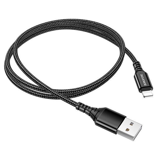 USB кабель BOROFONE BX54 Ultra Bright Lightning 8-pin, 1м, 2.4A, нейлон (черный) - 4