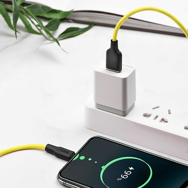 USB кабель HOCO X21 Plus Silicone Type-C, 3А, 1м, силикон (желтый/черный) - 3