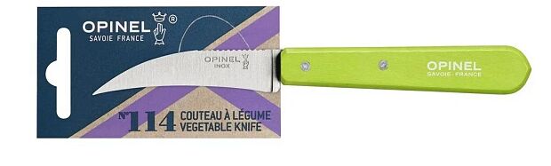 Нож для чистки овощей Opinel 114, деревянная рукоять, нержавеющая сталь, зеленый, блистер, 001925 - 5
