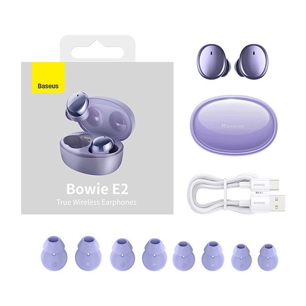 Беспроводные наушники BASEUS Bowie E2, Bluetooth, 40 мАч, фиолетовый - 9