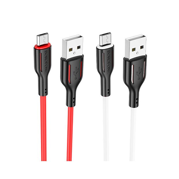 USB кабель BOROFONE BX63 Charming MicroUSB, 1м, 2.4A, силикон (белый) - 2