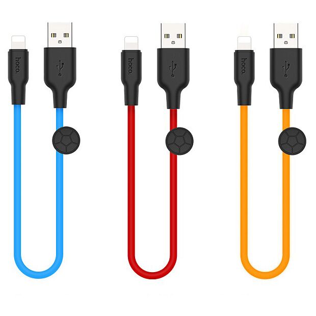 USB кабель HOCO X21 Plus Silicone Lightning 8-pin, 2.4А, 1м, силикон (синий/черный) - 2