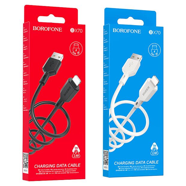 USB кабель BOROFONE BX70 Lightning 8-pin, 2.4A, 1м, PVC (белый) - 4