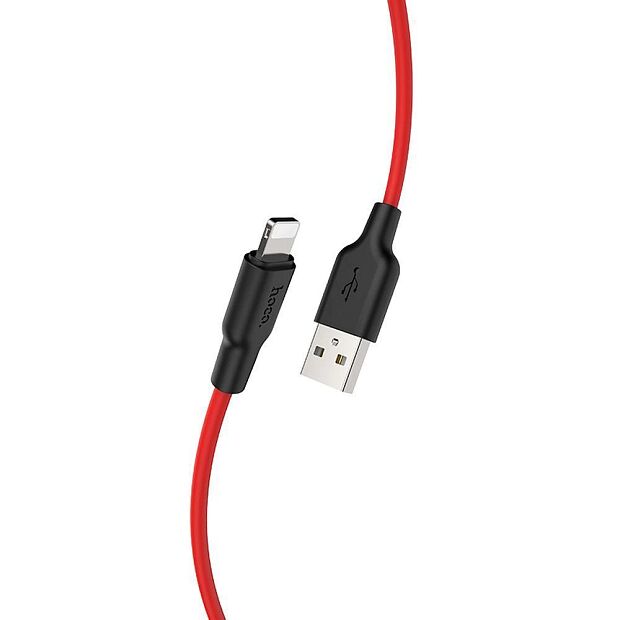 USB кабель HOCO X21 Silicone Lightning 8-pin, 1м, силикон (красный/черный) - 6
