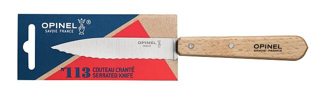 Нож столовый серрейторный Opinel 113, деревянная рукоять, нержавеющая сталь, блистер, 001918 - 2