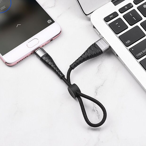 USB кабель BOROFONE BX32 Munificent Micro USB, 0.25м, 5A, нейлон (черный) - 2