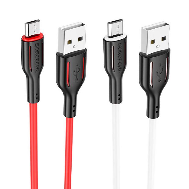 USB кабель BOROFONE BX63 Charming MicroUSB, 1м, 2.4A, силикон (красный) - 2