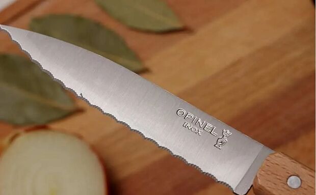 Нож столовый серрейторный Opinel 113, деревянная рукоять, нержавеющая сталь, блистер, 001918 - 3