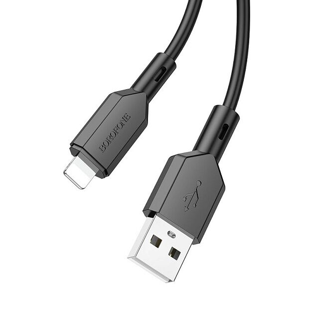 USB кабель BOROFONE BX70 Lightning 8-pin, 2.4A, 1м, PVC (черный) - 3