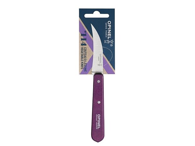 Нож для чистки овощей Opinel 114, деревянная рукоять, нержавеющая сталь, сливовый, блистер, 001924 - 5