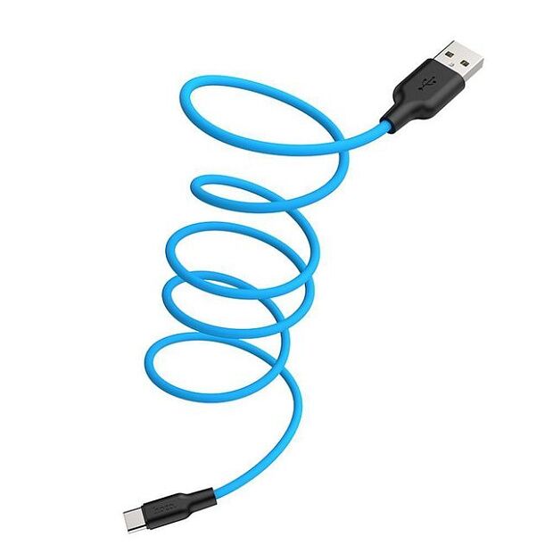 USB кабель HOCO X21 Plus Silicone Type-C, 3А, 1м, силикон (синий/черный) - 5