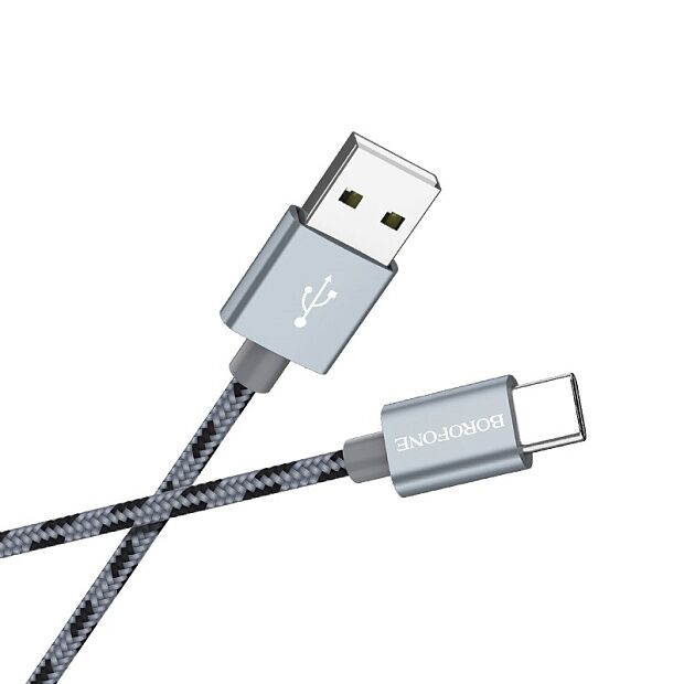 USB кабель BOROFONE BX24 Ring Current Type-C, 1м, 3A, нейлон (серый) - 6