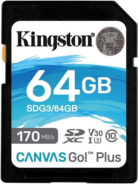 Карта памяти SDXC Kingston Canvas Go Plus, 64 Гб, UHS-I Class U3 V30 (SDG3/64GB) RU - 2