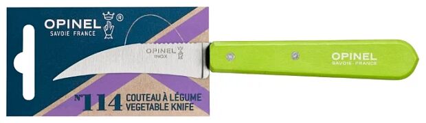 Нож для чистки овощей Opinel 114, деревянная рукоять, нержавеющая сталь, зеленый, блистер, 001925 - 4