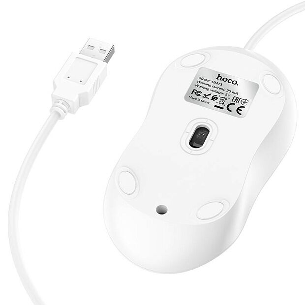 Мышь компьютерная проводная Hoco GM13 Esteem Business (White) - 7