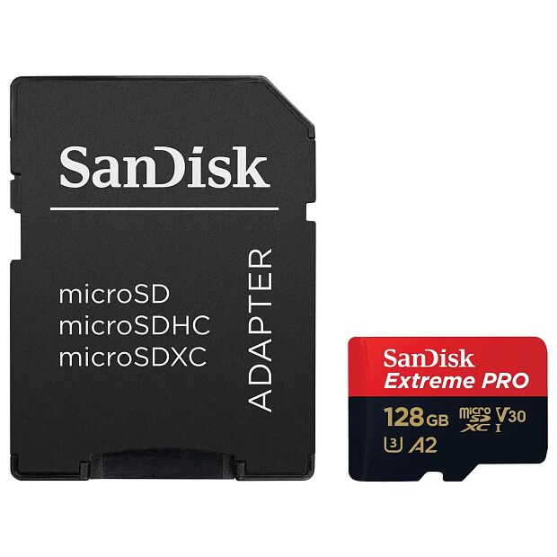 Карта памяти microSD 128GB SanDisk Class 10 UHS-I A2 C10 V30 U3 Extreme Pro (SDSQXCY-128G-GN6MA) RU - 2