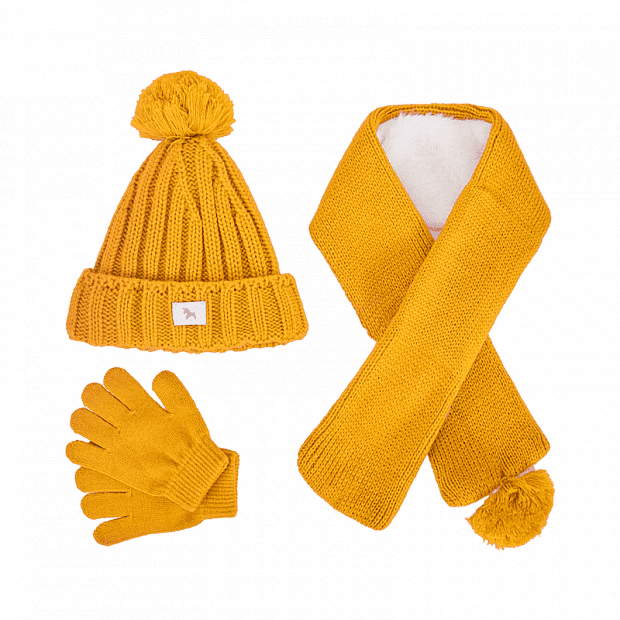 Детский набор (шарф, шапка, перчатки) Xiaomi Childish Knitted Handbag Set (Yellow/Желтый) 
