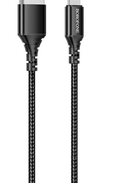 USB кабель BOROFONE BX54 Ultra Bright Lightning 8-pin, 1м, 2.4A, нейлон (черный) - 1
