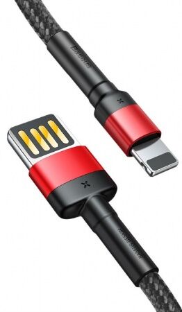 Кабель USB BASEUS Cafule, USB - Lightning, 2.4А, 1 м, красный-черный, special edition - 5