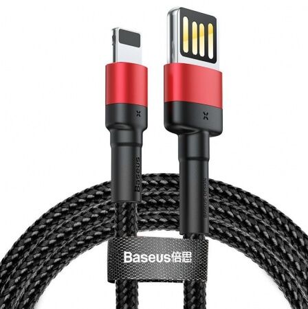 Кабель USB BASEUS Cafule, USB - Lightning, 2.4А, 1 м, красный-черный, special edition - 2
