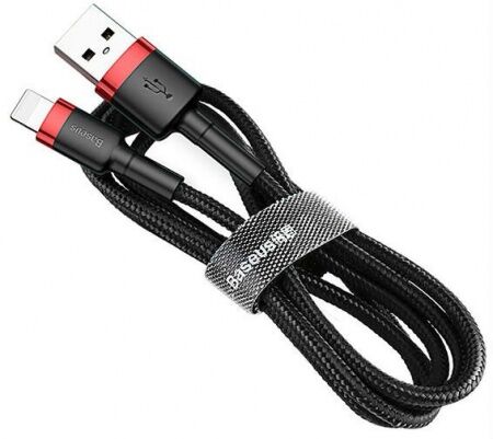 Кабель USB BASEUS Cafule, USB - Lightning, 2.4А, 1 м, красный-черный, special edition - 1