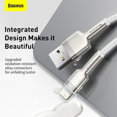 Кабель USB BASEUS Cafule, USB - Lightning, 2.4А, 1 м, белый - 4