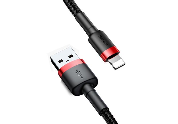 Кабель USB BASEUS Cafule, USB - Lightning, 1.5А, 2 м, красныйчерный - 6