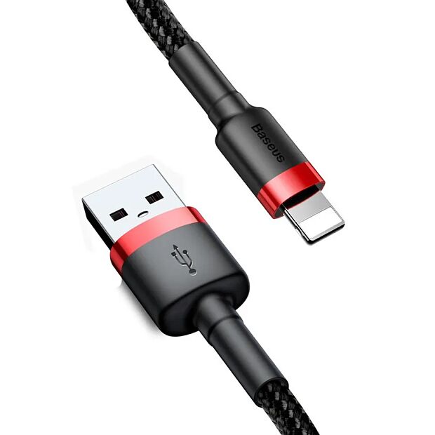 Кабель USB BASEUS Cafule, USB - Lightning, 1.5А, 2 м, красныйчерный - 1