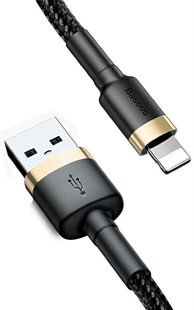 Кабель USB BASEUS Cafule, USB - Lightning, 2.4А, 1 м, золотойчерный - 1