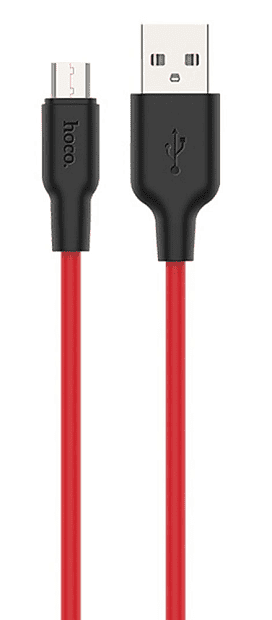 USB кабель HOCO X21 Plus Silicone MicroUSB, 2.4А, 1м, силикон (красный/черный) - 4